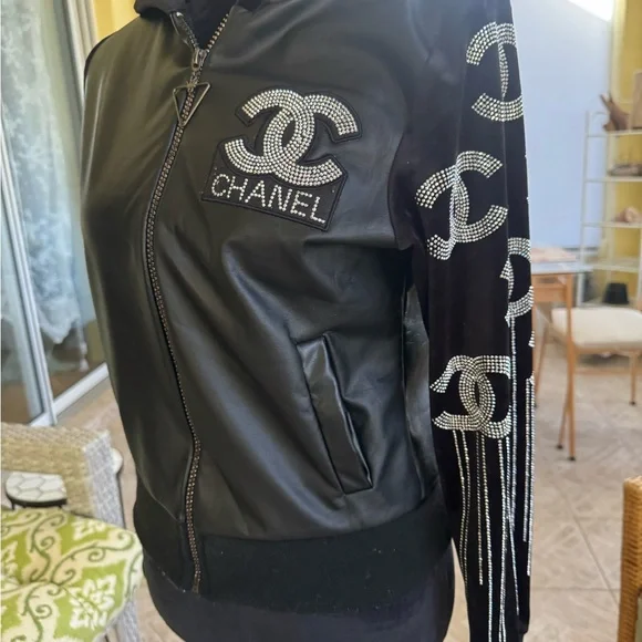 CC Black Bomber Jacket with Silver Details - Picture 11 of 12